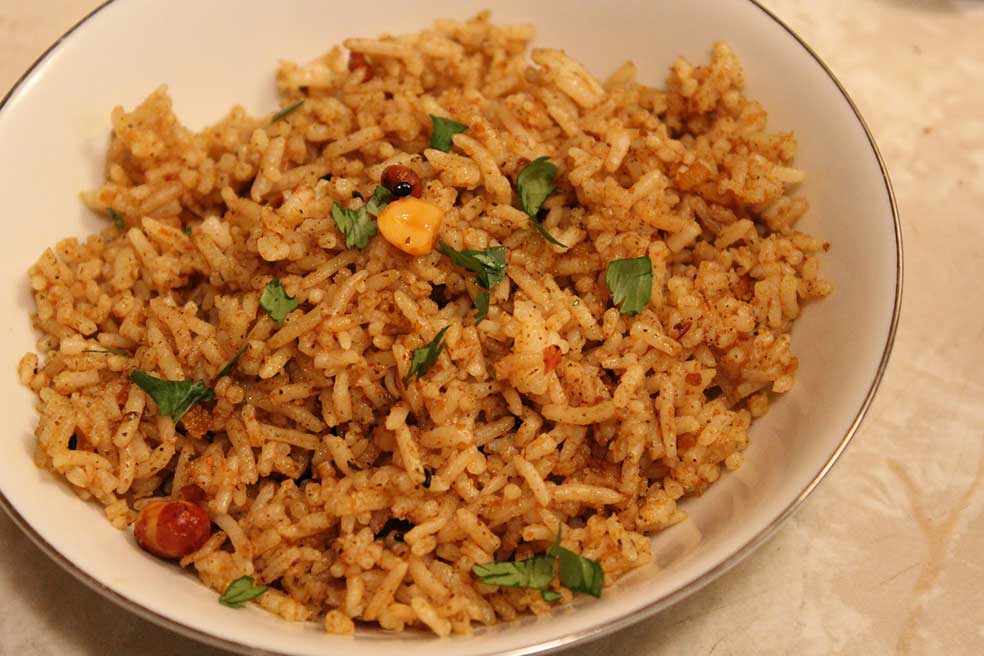 South Indian Foods - Tamarind Rice - foodiewish