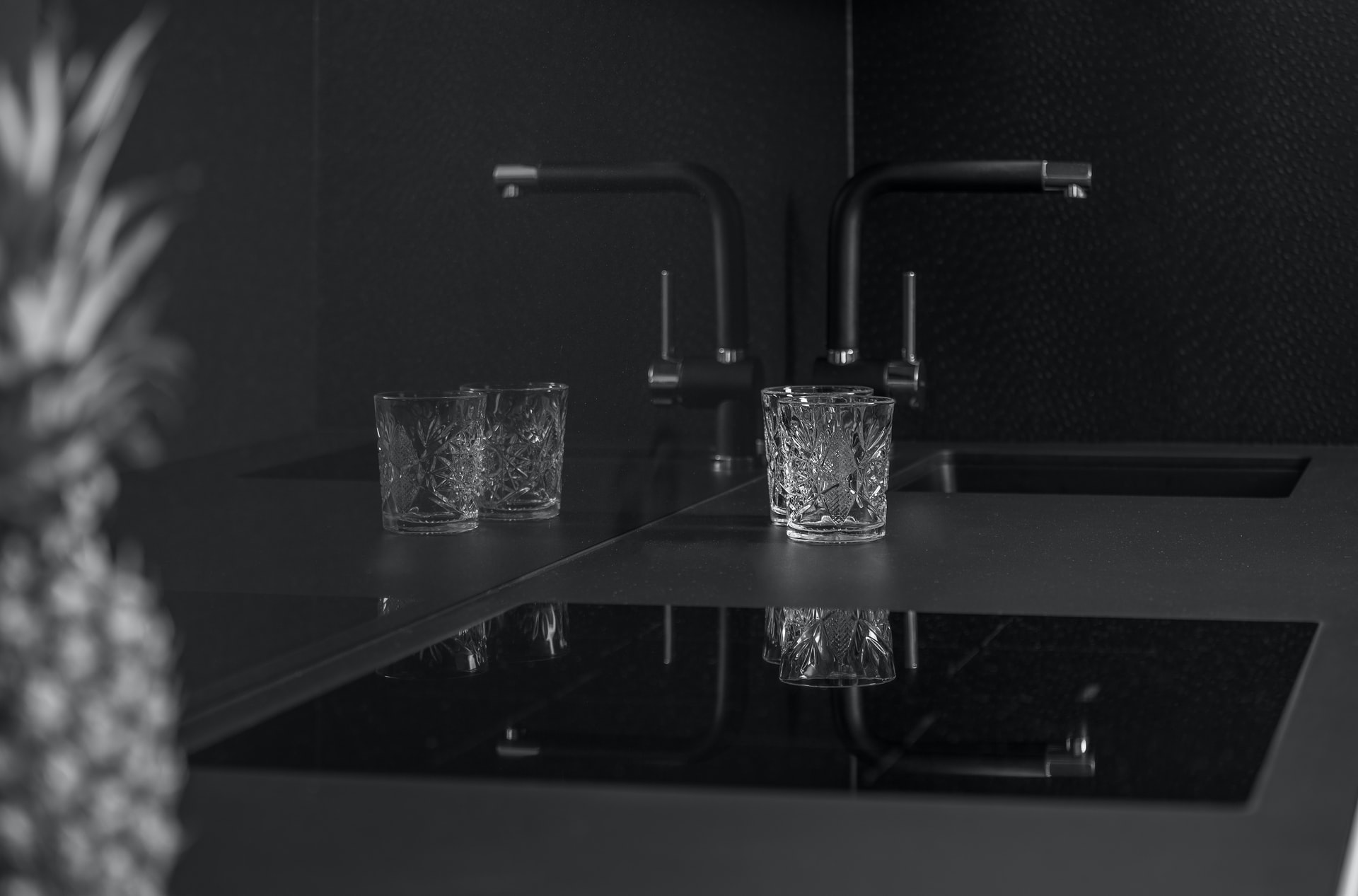 two glass near sink